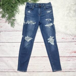 👖|•AMERICAN EAGLE•| Curvy Hi-Rise Jegging Distressed Ne(X)t Level Stretch Jeans